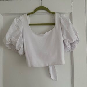 Anthropologie Puff Sleeve Tie Top